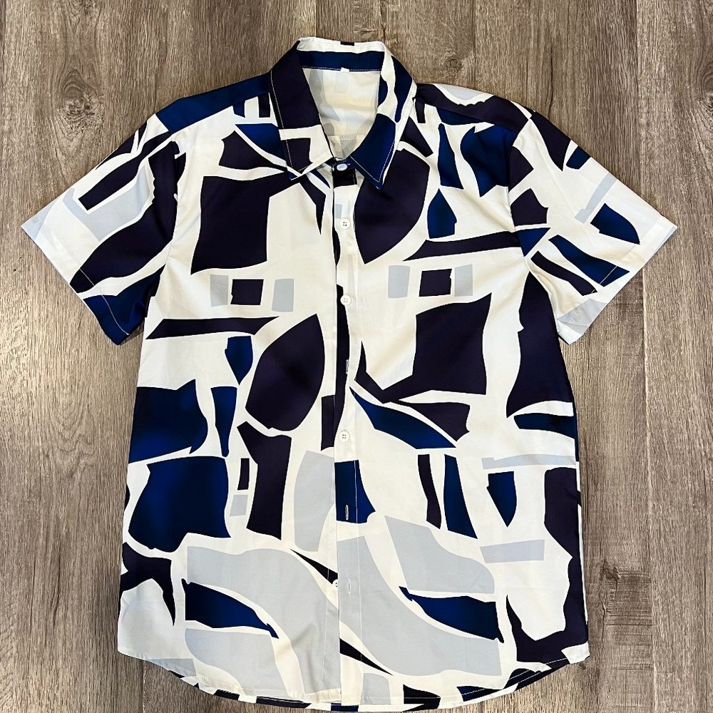 ASOS - Blue Patterned Short-Sleeve Shirt
